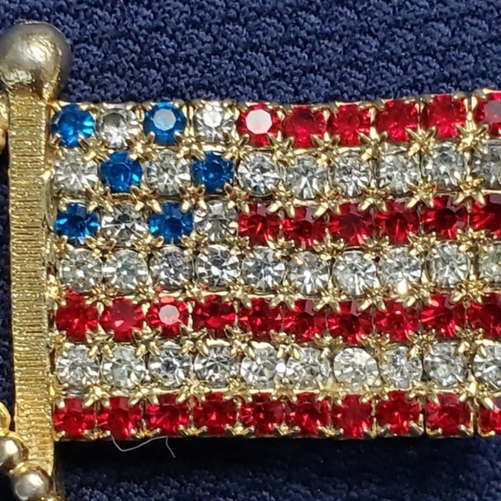 Patriotic Rhinestone Flag Pin - Picture 9 of 10